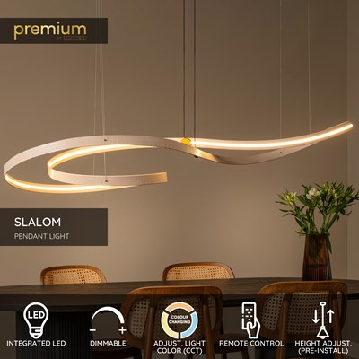 Lucide SLALOM - Pendant light - LED Dim. - CCT - 1x80W 2200K/4000K - Cream | Premium